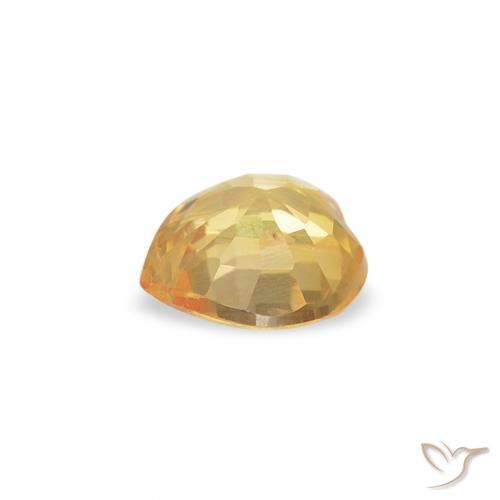 Sapphire Gemstone in 4.4 x 4.3 mm Size for Sale, Sapphire Stone in Bright Gold Color
