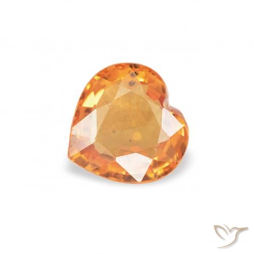 0.41ct Natural Deep Orange Sapphire, Heart, VS