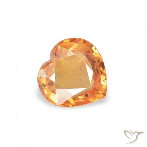 0.41 ct Orange Sapphire Stone, Natural Sapphire in Heart Facet Shape for Sale