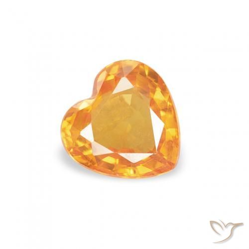 0.41 ct Orange Sapphire Stone, Natural Sapphire in Heart Facet Shape for Sale