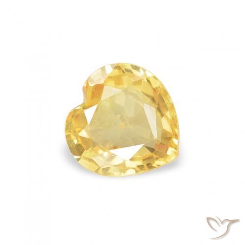 0.40 ct Golden Sapphire Stone, Natural Sapphire in Heart Facet Shape for Sale