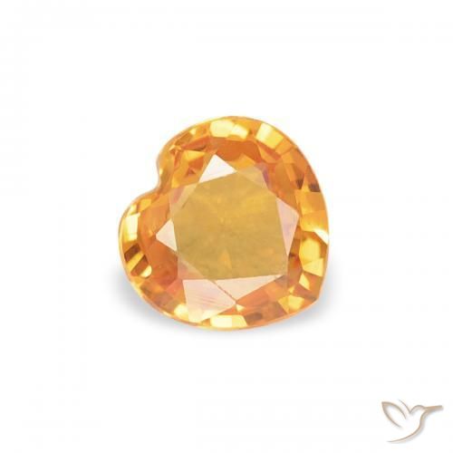 0.33 ct Orange Sapphire Stone, Natural Sapphire in Heart Facet Shape for Sale