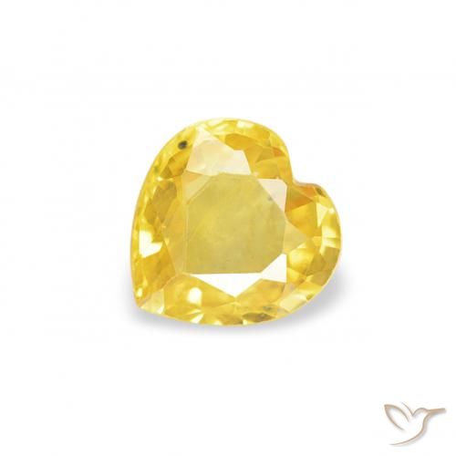 0.35 ct Yellow Sapphire Stone, Natural Sapphire in Heart Facet Shape for Sale
