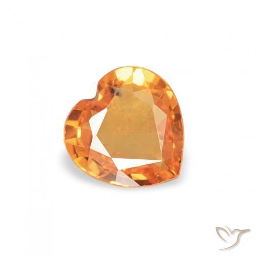 0.39 ct Orange Sapphire Stone, Natural Sapphire in Heart Facet Shape for Sale