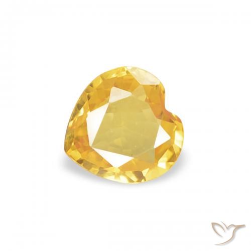 0.29 ct Golden Sapphire Stone, Natural Sapphire in Heart Facet Shape for Sale