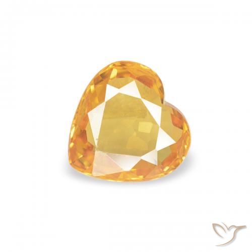 0.36ct Natural Orange-Gold Sapphire, Heart, VS
