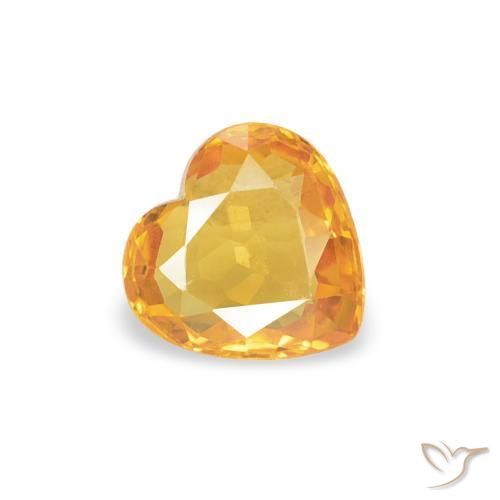 0.36 ct Golden Sapphire Stone, Natural Sapphire in Heart Facet Shape for Sale