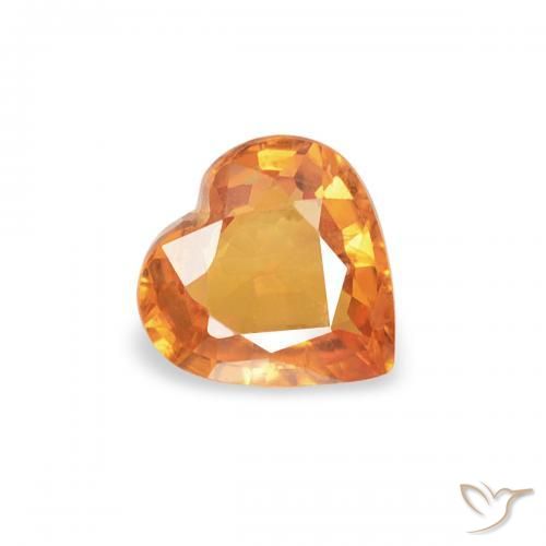 0.35 ct Orange Sapphire Stone, Natural Sapphire in Heart Facet Shape for Sale