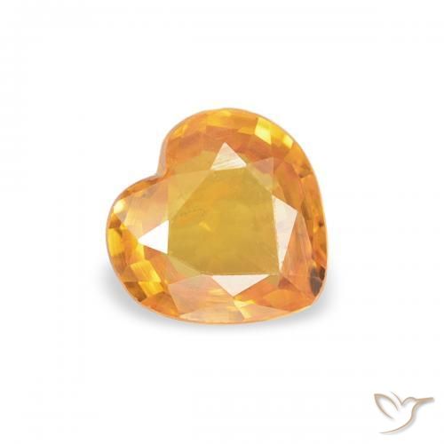 0.38 ct Orange Sapphire Stone, Natural Sapphire in Heart Facet Shape for Sale