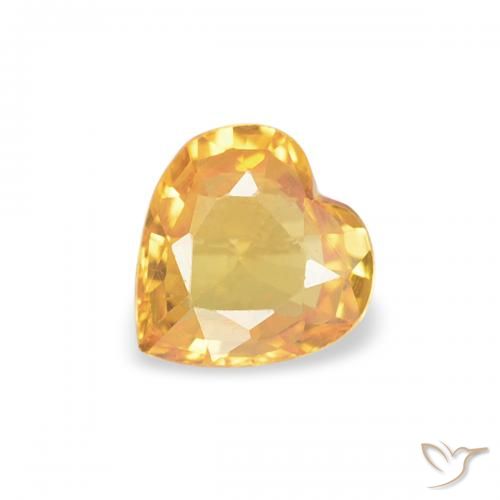 0.35ct Natural Medium Orange Sapphire, Heart, VS