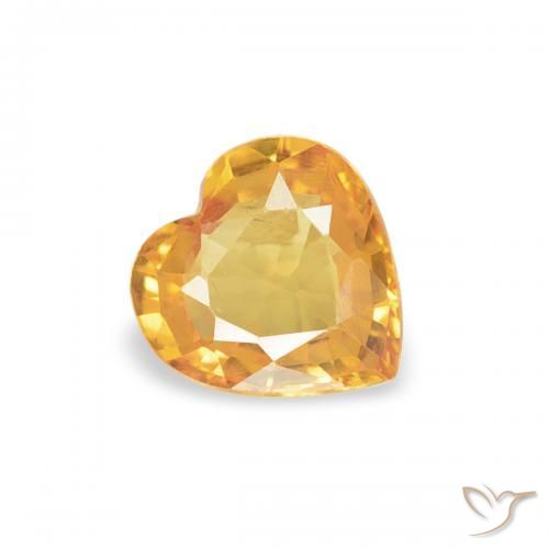 0.35 ct Golden Sapphire Stone, Natural Sapphire in Heart Facet Shape for Sale