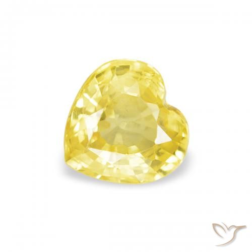 0.43 ct Yellow Sapphire Stone, Natural Sapphire in Heart Facet Shape for Sale