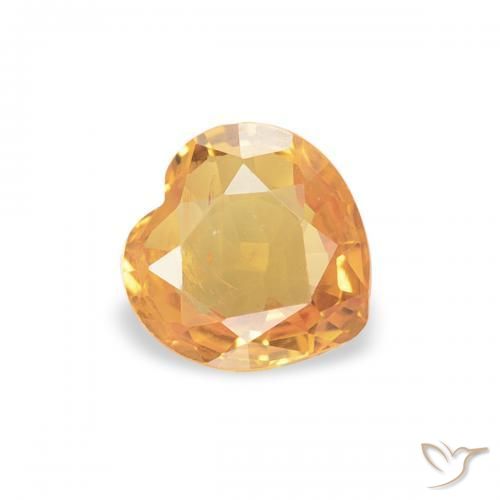 0.37 ct Orange Sapphire Stone, Natural Sapphire in Heart Facet Shape for Sale