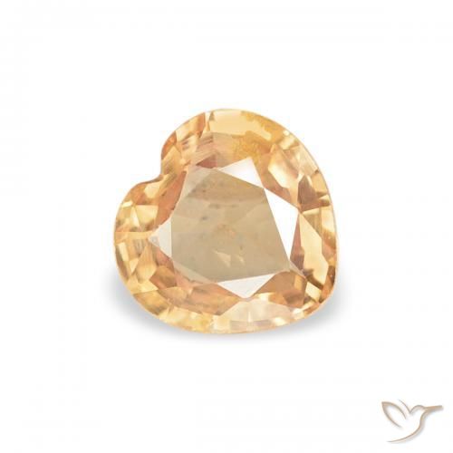 0.41 ct Orange Sapphire Stone, Natural Sapphire in Heart Facet Shape for Sale