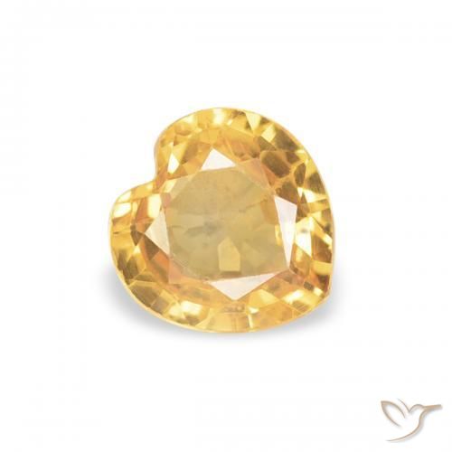 0.41 ct Golden Sapphire Stone, Natural Sapphire in Heart Facet Shape for Sale