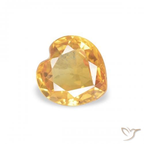 0.42 ct Golden Sapphire Stone, Natural Sapphire in Heart Facet Shape for Sale