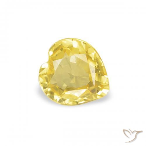 0.33 ct Yellow Sapphire Stone, Natural Sapphire in Heart Facet Shape for Sale