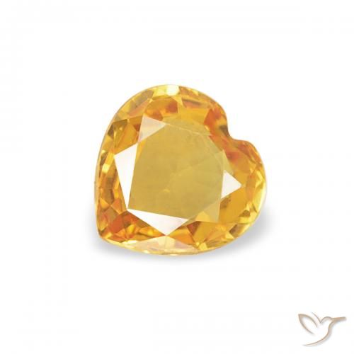 0.37ct Natural Deep Golden Orange Sapphire, Heart, VVS-VS