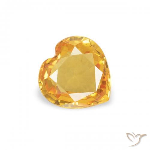 0.37 ct Golden Sapphire Stone, Natural Sapphire in Heart Facet Shape for Sale