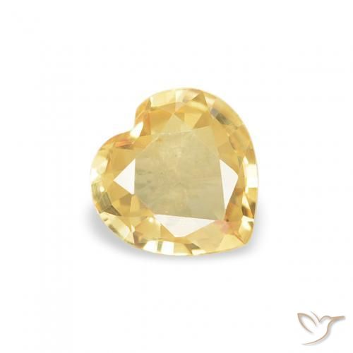 0.37 ct Golden Sapphire Stone, Natural Sapphire in Heart Facet Shape for Sale