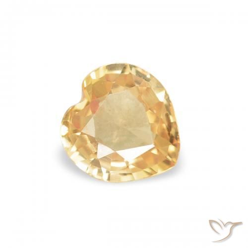 0.34 ct Golden Sapphire Stone, Natural Sapphire in Heart Facet Shape for Sale