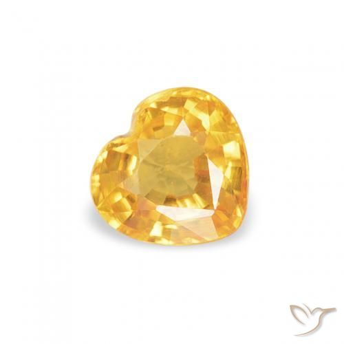 0.41 ct Golden Sapphire Stone, Natural Sapphire in Heart Facet Shape for Sale