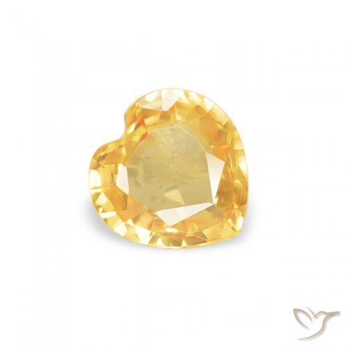 0.37 ct Golden Sapphire Stone, Natural Sapphire in Heart Facet Shape for Sale