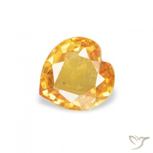 0.43ct Natural Deep Golden Orange Sapphire, Heart, VVS-VS