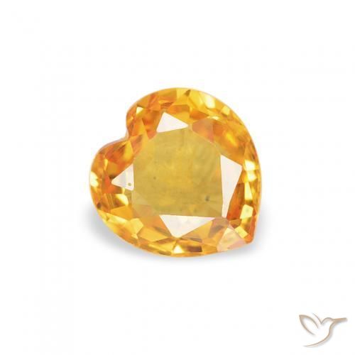 0.43 ct Golden Sapphire Stone, Natural Sapphire in Heart Facet Shape for Sale