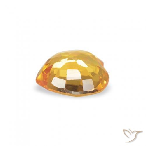 Sapphire Gemstone in 4.8 x 4.6 mm Size for Sale, Sapphire Stone in Deep Golden Orange Color