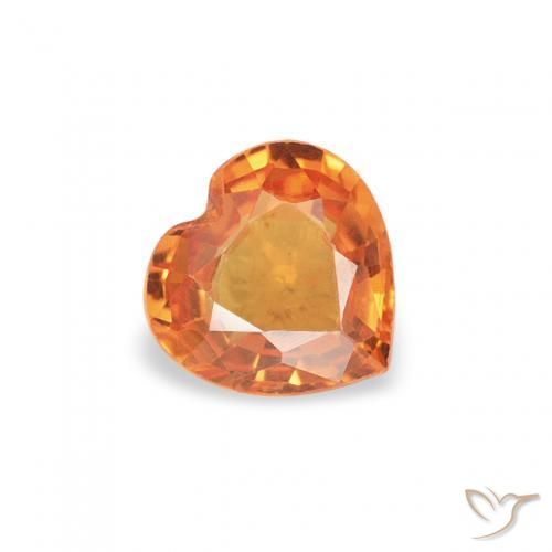 0.37ct Natural Bright Orange Sapphire, Heart, VVS-VS