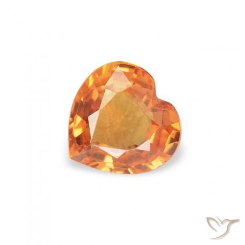 0.37 ct Orange Sapphire Stone, Natural Sapphire in Heart Facet Shape for Sale