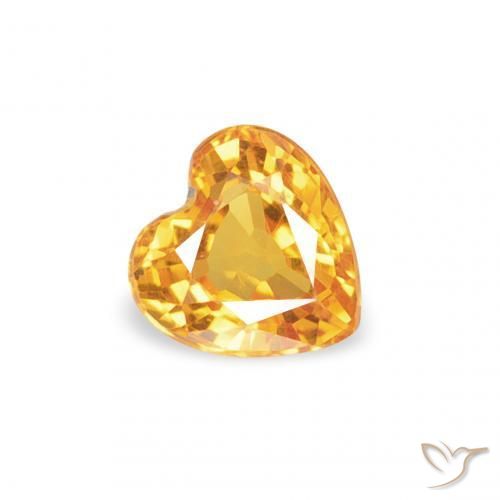 0.35 ct Golden Sapphire Stone, Natural Sapphire in Heart Facet Shape for Sale