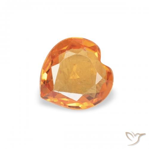 0.35ct Natural Deep Orange Sapphire, Heart, VVS-VS