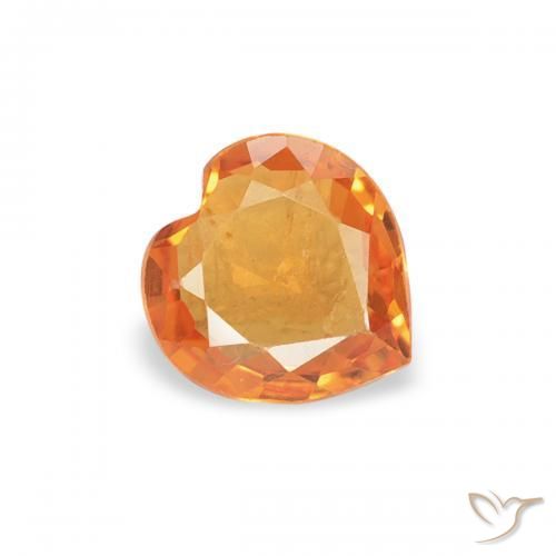 0.35 ct Orange Sapphire Stone, Natural Sapphire in Heart Facet Shape for Sale