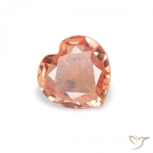 0.33 ct Orange Sapphire Stone, Natural Sapphire in Heart Facet Shape for Sale