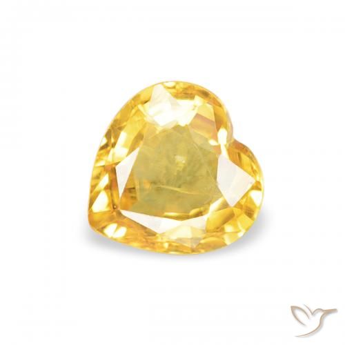 0.42 ct Golden Sapphire Stone, Natural Sapphire in Heart Facet Shape for Sale
