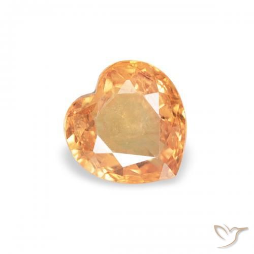 0.42 ct Orange Sapphire Stone, Natural Sapphire in Heart Facet Shape for Sale