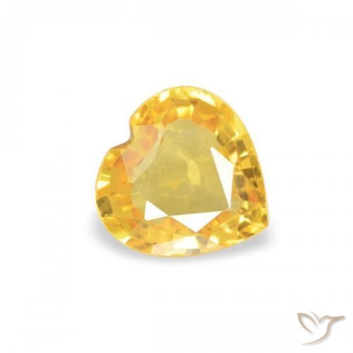 0.37 ct Golden Sapphire Stone, Natural Sapphire in Heart Facet Shape for Sale