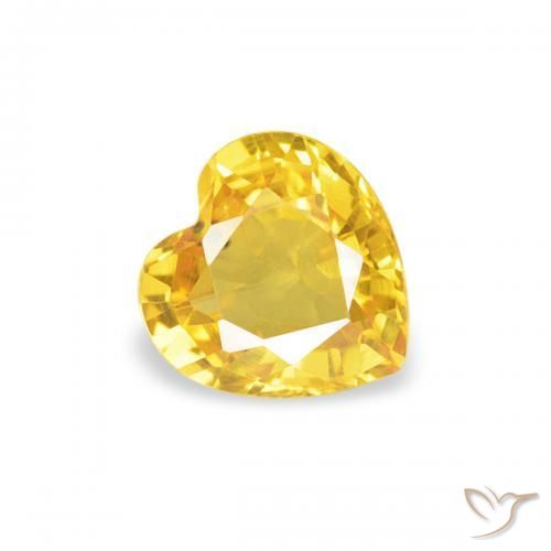 0.38 ct Golden Sapphire Stone, Natural Sapphire in Heart Facet Shape for Sale