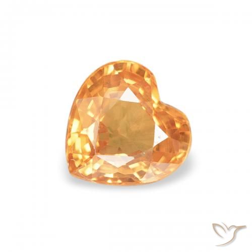 0.45ct Natural Bright Orange Sapphire, Heart, VS