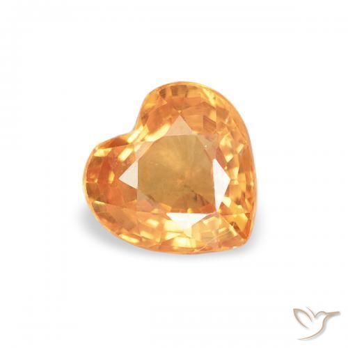 0.45 ct Orange Sapphire Stone, Natural Sapphire in Heart Facet Shape for Sale
