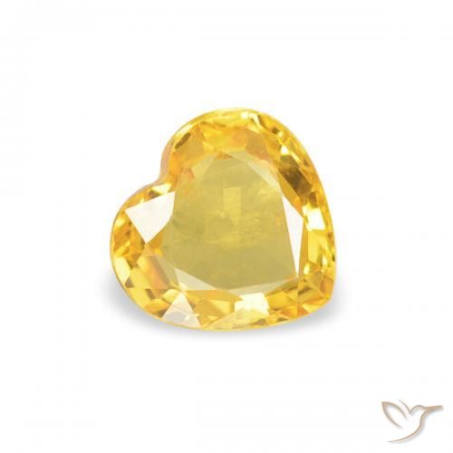 0.39 ct Golden Sapphire Stone, Natural Sapphire in Heart Facet Shape for Sale