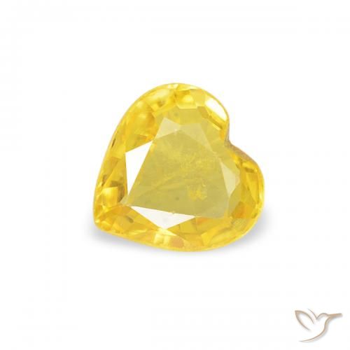 0.39 ct Yellow Sapphire Stone, Natural Sapphire in Heart Facet Shape for Sale
