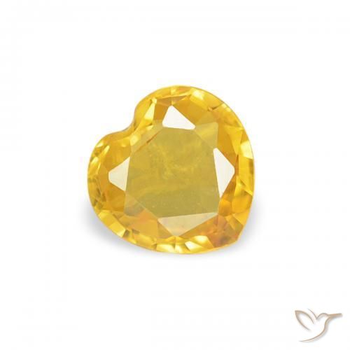 0.32 ct Golden Sapphire Stone, Natural Sapphire in Heart Facet Shape for Sale