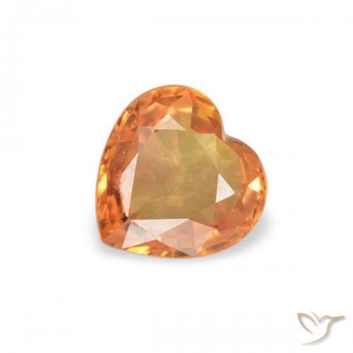 0.40ct Natural Deep Orange Sapphire, Heart, VS