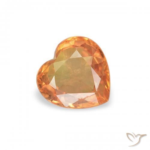 0.40 ct Orange Sapphire Stone, Natural Sapphire in Heart Facet Shape for Sale