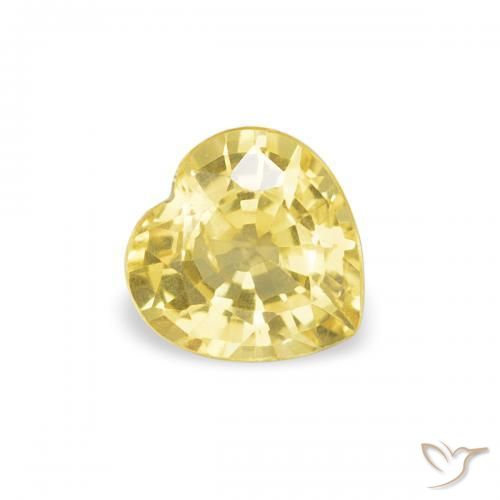 0.40 ct Yellow Sapphire Stone, Natural Sapphire in Heart Facet Shape for Sale