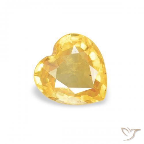 0.40 ct Golden Sapphire Stone, Natural Sapphire in Heart Facet Shape for Sale