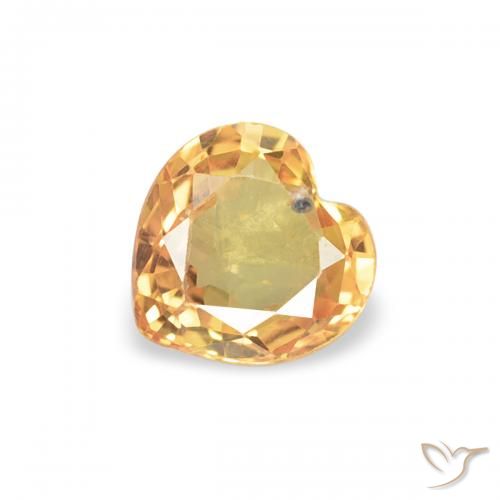 0.37ct Natural Bright Orange Sapphire, Heart, VS
